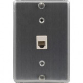 GE 1 Wall Phone Jack Mount Wall Plate - Stainless Steel - 76110
