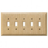 HamptonBay Baker 5 Toggle Wall Plate - Unfinished Wood - 180T5