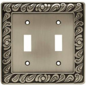 Liberty Paisley 2 Gang Toggle Switch Wall Plate - Brushed Satin Pewter - 64039