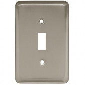 Liberty Stamped Round 1 Toggle Switch Wall Plate - Satin Nickel - 64138