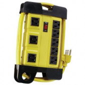 Woods Metal 8-Outlet Workshop Power Strip with Cord Wrap and 3-Transformer Outlets 6 ft. Power Cord - Yellow - 046558806