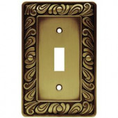 Liberty Paisley 1 Toggle Switch Wall Plate - Tumbled Antique Brass - 64049