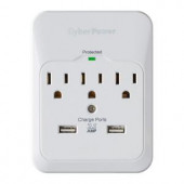 CyberPower 3-Outlet USB Wall Tap Surge Protector - P300WURC2