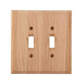 Amerelle Solid Oak 2 Toggle Wall Plate - Un-Finished - 4008TTUN