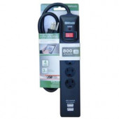 Woods 4-Outlet 800-Joule Surge Protector with USB Charger - Black - 413027801