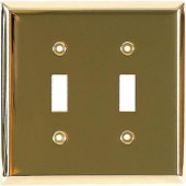 GE 2 Toggle Switch Wall Plate - Faux Brass - 52105