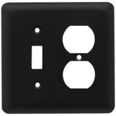 Liberty Stamped Round 1 Toggle Switch and 1 Duplex Wall Plate - Flat Black - 64360