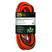 GoGreenPower 25 ft. 14/3 SJTW Outdoor Extension Cord - Orange with Lighted Green Ends - GG-13825