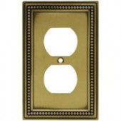 HamptonBay Beaded 1 Duplex Outlet Plate - Tumbled Antique Brass - W10103-ABT-UH