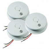 Kidde Worry Free Hardwired Inter Connectable 120-Volt Smoke Alarm with 10-Year Lithium Battery Back Up (3-Pack) - 21025981