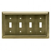 HamptonBay Architectural 4 Toggle Wall Plate - Antique Brass - W10600-AB-CH