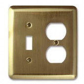 Amerelle Steel 1 Toggle 1 Duplex Wall Plate - Brushed Brass - 154TD