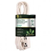 PowerByGoGreen 8 ft. 16/3 SPT-2, 3 Outlet Extension Cord - White - GG-19608