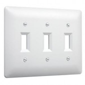 HubbellTayMac 3-Gang 3-Toggle Plastic Wall Plate - White Textured (10-Pack) - 4440W