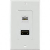 GE UltraPro 1 HDMI and 1 Ethernet RJ45 Combination Wall Plate - 87722