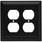 Liberty Architectural 2 Duplex Outlet Wall Plate - Flat Black - 64210