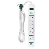 PowerByGoGreen 6 Outlet Surge Protector w/ 6 ft. Heavy Duty Cord - GG-16326USB