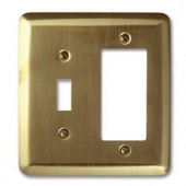 Amerelle Steel 1 Toggle 1 Decora Wall Plate - Brushed Brass - 154TR