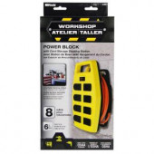 Woods 6 ft. 8-Outlet Workshop Power Block with Cord Storage Docking Station - Yellow - 417507810