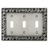 Liberty Paisley 3-Gang Toggle Switch Wall Plate - Brushed Satin Pewter - 64054