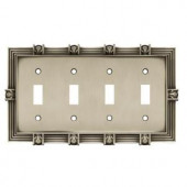 Liberty Pineapple 4 Toggle Switch Wall Plate- Brushed Satin Pewter - 64461