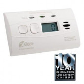 Kidde Worry Free 10-Year Lithium Ion Battery Operated Carbon Monoxide Alarm with Digital Display - 21009720