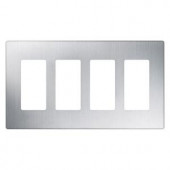Lutron Claro 4 Gang Wall Plate - Stainless Steel - CW-4-SS