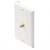 Steren 1 Gang Decora TV Wall Plate with Coupler - White - ST-200-253WH