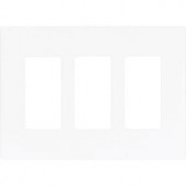 CooperWiringDevices Aspire 3-Gang Screwless Wall Plate - White Satin - 9523WS