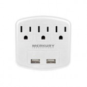 MerkuryInnovations 3 AC Outlet and 2-USB Port 3.1-Amp Power Charging Station - White - MI-WC316-199