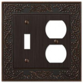 Amerelle English Garden 1 Toggle and 1 Duplex Wall Plate - Aged Bronze - 43TDVB