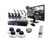 Revo 16-Channel 2TB DVR Surveillance System with 4 Wireless Bullet Cameras, 4 Wired Dome Cameras and Monitor - R165WB4ED4EM21-2T