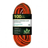 PowerByGoGreen 100 ft. 12/3 SJTW Extension Cord - Orange with Lighted Green Ends - GG-14000