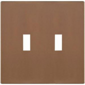 CooperWiringDevices 2-Gang Screwless Toggle Polycarbonate Wall Plate - Brushed Bronze - PJS2BB-SP-L
