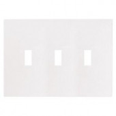 CooperWiringDevices 3 Gang Screwless Toggle Polycarbonate Wall Plate - White - PJS3W