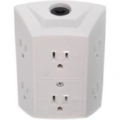 GE 6-Outlet Grounded Tap with Resettable Circuit Breaker - White - 56575