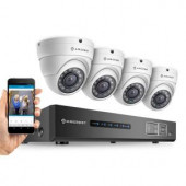 Amcrest 720P Tribrid HDCVI 4CH 1TB DVR Security Camera System with 4 x 1MP Dome Cameras, White - AMDV7204M-4D-W