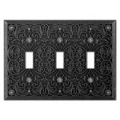 CreativeAccents Arabesque 3 Toggle Wall Plate - Antique Pewter - 9DCP103