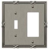 Amerelle Ribbon and Reed 1 Toggle and 1 Decora Wall Plate - Antique Nickel - 44TRAN