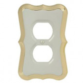 Amerelle Empire 1 Duplex Wall Plate - White/Gold - C20DL