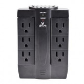 GlobeElectric 6-Outlet Swivel Wall Tap with Surge Protection - Black Finish - 7792001