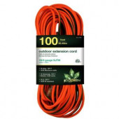 GoGreenPower 100 ft. 16/3 SJTW Outdoor Extension Cord - Orange with Lighted Green Ends - GG-13700