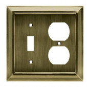 HamptonBay Architectural 1 Toggle and 1 Duplex Wall Plate - Antique Brass - W10538-AB-CH