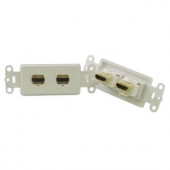 PowerBridge Dual HDMI Pass-Thru Decora Style AV Cable Connect Insert Wall Plate - White - HDMI-2-WH