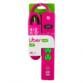 Uber 4 ft. 4-Outlet and 2 2.1-Amp USB Port Power Strip - Pink - 25118